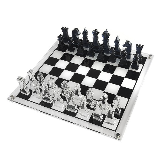 Acrylic Chess Display Board (30x30cm) - Equipped with Advanced Chess Pieces